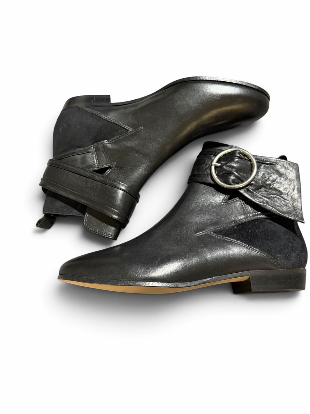IRO Leather Omel Ankle Boots with Suede Trim and Buckle
